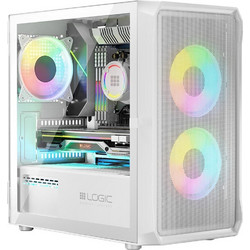 Logic Portos ARGB Mini White Mini Tower Κουτί Υπολογιστή RGB με Πλαϊνό Παράθυρο