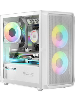 Logic Portos ARGB Mini White Mini Tower Κουτί Υπολογιστή RGB με Πλαϊνό Παράθυρο