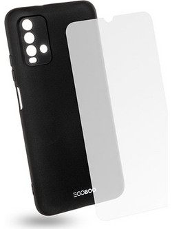 EGOBOO backcover for Xiaomi Redmi 9T, Black + Tempered Glass