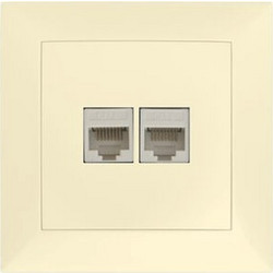 Πρίζα DATA διπλή RJ45+RJ45 Cat.6 μπεζ χρώμα σειρά Κλειώ - 15-02002