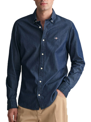 Gant Ανδρικό Πουκάμισο Τζιν Μακρυμάνικο Dark Indigo 3230179-989