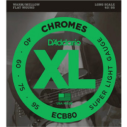 D'Addario ECB80 Σετ 4 Χορδές Ηλεκτρικού Μπάσου Chrome 40-95" Extra Light Tension