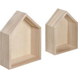 Σπιτάκια Ξύλινα Rayher 2 Tεμάχια 14Χ10X4cm & 12.5X8.5X4cm