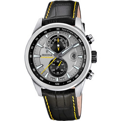Festina Ανδρικό Ρολόι Χρονογράφος με Μαύρο Δερμάτινο Λουράκι F20695/4