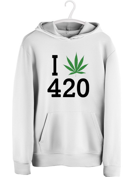 Sol's I Weed 420 Ανδρικό Φούτερ με Κουκούλα Λευκό HOOD906