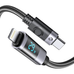 USB 3.0 Type C To Lightning 20W 1.2m LED Display Fast Charge Cable Καλώδιο Μαύρο Green Lyca GL69674