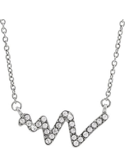 Ατσάλινο κολιέ με κρύσταλλα Swarovski (J1047)