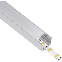 GLOBOSTAR(R) ALP-LINEAR LIGHTLINE 70867-1M Επιφανειακό Προφίλ Αλουμινίου με Λευκό Γαλακτερό Πατητό Κάλυμμα για Ταινίες LED IP20 - Ασημί + Λευκό - Μ100 x Π2.3 x Υ2cm 70867-1M