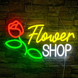 Επιτοίχια πινακίδα NEON decor Φωτιστικό-Πινακίδα Flower Shop 42x26cm - AIF51