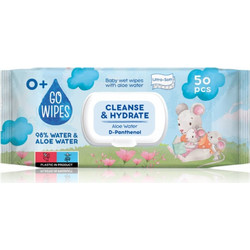 GoWipes Cleanse & Hydrate παιδικά απαλά υγρομάντηλα για ευαίσθητο δέρμα Αλόη Βέρα 0+ 50 τμχ