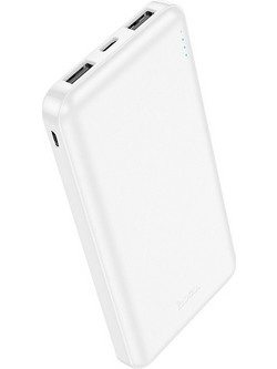 Hoco J100 Power Bank 10000mAh με 2 Θύρες USB-A White