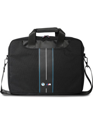 BMW τσάντα BMCB15COMPVSKL 16" μαύρη/black νάιλον μπλε ρίγα