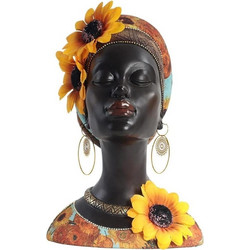 Διακοσμητικό African Lady με ηλιοτρόπια, Υ23,5x16,5x20εκ