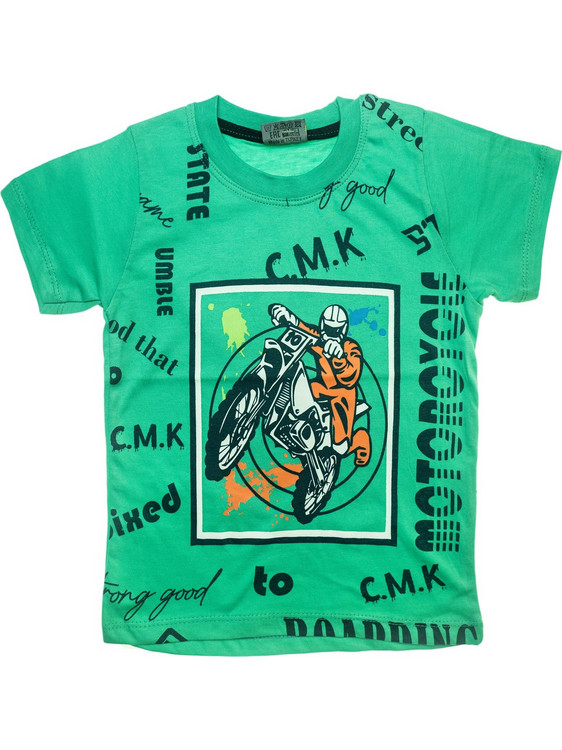 CMK Kids κοντομάνικη μπλούζα με τύπωμα Green Motorcycle