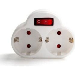 Ταφ Ασφαλείας 2 Θέσεων 16A 220V με Διακόπτη ON/OFF 3680W Λευκό