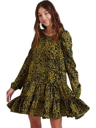 Funky Buddha Mini Καθημερινό Φόρεμα Μαύρο Πράσινο FBL010-126-13