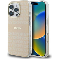 DKNY Repeat Texture Pattern With Stripe Back Cover Pink (iPhone 16 Pro Max)