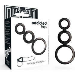 Addicted Toys Rings Set for Penis Smoked Σετ Ελαστικά Δαχτυλίδια Πέους & Όρχεων Σιλικόνης Μαύρα 3τμχ