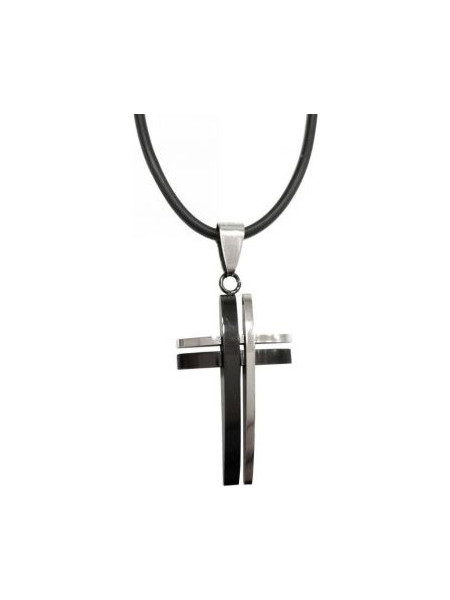 Kostibas 1313-345M, Σταυρός, Stainless Steel, Ατσάλι, Καουτσούκ, Μαύρο