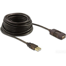 DELOCK καλώδιο USB 2.0 αρσενικό σε θηλυκό 82308, active, 5m, μαύρο