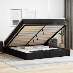 vidaXL Κρεβάτι Οθωμανικό με Στρώμα Μαύρο 200x200cm 3311056