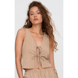 24COLOURS Shirt Γυναικεία Αμάνικη Μπλούζα Tencel/Cotton/Lynen Relaxed Fit - Brown 12370.br