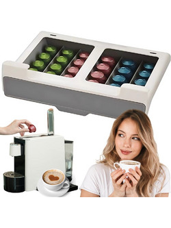 Οργανωτής για Κάψουλες Καφέ Nespresso Κρεμαστός - 30 Θέσεων με Συρόμενο Μηχανισμό Λευκό/Γκρι 5907451363539 Verk Group