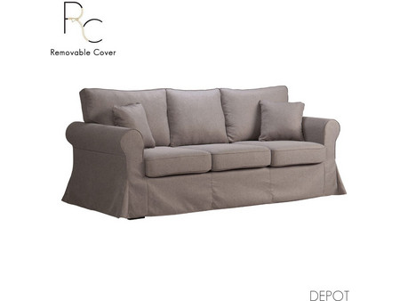 Liberta Ashley Τριθέσιος Καναπές Καφέ 215x85x95cm 71-0047