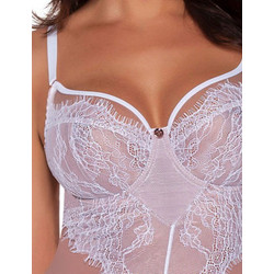 Ava Body Κορμάκι Λευκό Με Διαφάνεια Και Δαντέλα