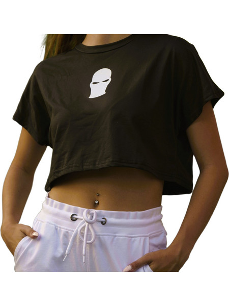 Ghetto Mask Women's Crop Top T-Shirt | Streetwear Crop Black