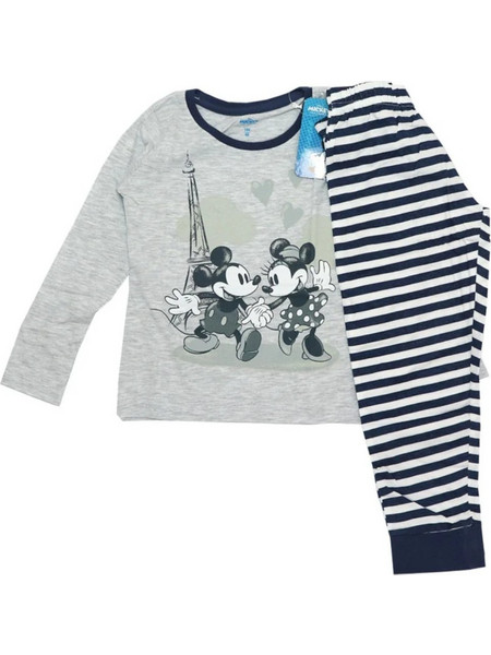 Πιτζάμα Μακρυμάνικη Minnie Grey Melange Navy Lines 8020342