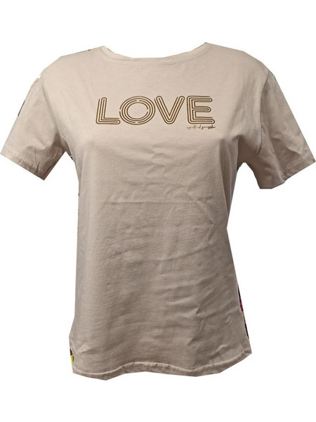 MARKIZ Γυναικείο T-Shirt Love Βαμβάκι Μπεζ