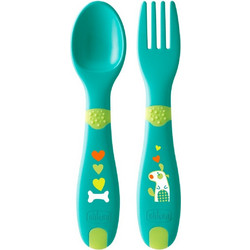 Chicco First Cutlery Σετ Βρεφικό Πιρούνι & Κουτάλι 12m+ Πράσινο 2τμχ