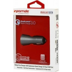 Promate Robust-QC3 Φορτιστής Αυτοκινήτου (Ταχείας Φόρτισης) 2 θυρών USB συμβατό με Qualcomm QC 3 - Γκρι