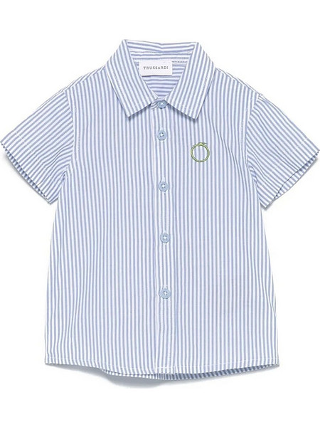 TRUSSARDI TIP25038CA ΠΑΙΔΙΚΟ ΡΙΓΕ ΠΟΥΚΑΜΙΣΟ ΚΟΝΤΟΜΑΝΙΚΟ ΑΓΟΡΙ ΛΕΥΚΟ-ΓΑΛΑΖΙΟ