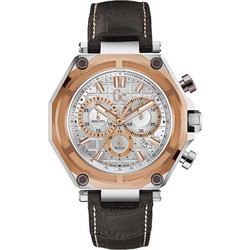 Guess GC Collection Ανδρικό Ρολόι Χρονογράφος με Καφέ Δερμάτινο Λουράκι X10001G1S