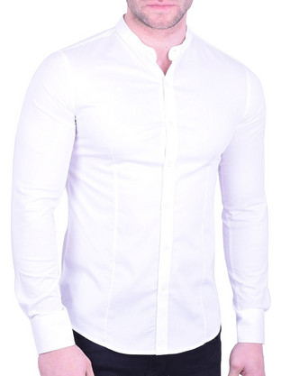 Mao collar shirt white Λευκό