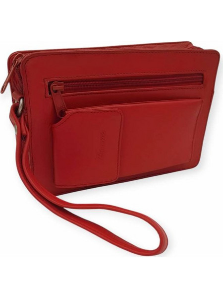 BY KOUROS KRS ΔΕΡΜΑΤΙΝΗ UNISEX ΤΣΑΝΤΑ ΧΕΙΡΟΣ-ΣΥΜΠΛΕΚΤΗΣ Νο877C KOKKINO
