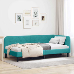 vidaXL Κρεβάτι Γωνίας Βελούδινο 90x190cm Τιρκουάζ 42016604