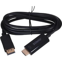 Savio CL-56 video cable adapter 1.5 m DisplayPort HDMI Type A (Standard) Black
