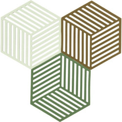 Σουπλά Hexagon 36856 Για Ζεστά Σκεύη (Σετ 3τμχ) 16x14cm Grass-Mint-Liquorice Zone Denmark Σιλικόνη