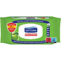 Septona Αντιβακτηριδιακά Μαντηλάκια Χεριών Πράσινο Μήλο 60τμχ