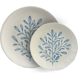 Πιάτα Γλυκού Ydra (Σετ 7Τμχ) 028896 30x30x3cm White-Blue Bone China