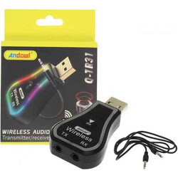 Andowl Ασύρματο Bluetooth audio Transmitter και Receiver USB μαύρο με RGB LED φωτισμό Q-TR31 - Wireless Audio Transmitter / Receiver 0751142