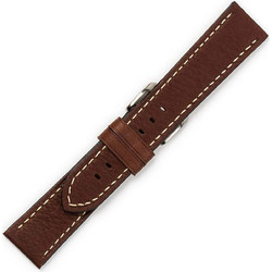 Δερμάτινο Λουράκι Καφέ με Λευκό Γαζί 24mm - KOSTELO