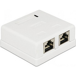 POWERTECH επιτοίχια πρίζα δικτύου CAB-N130, 2 θυρών, Cat.6 UTP, λευκή