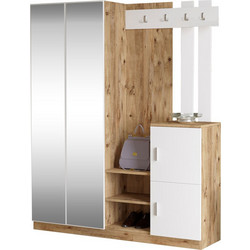 Έπιπλο εισόδου Doorse μελαμίνης λευκό-oak 147.5x35x180εκ
