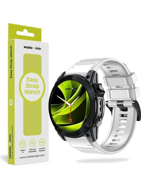 Mobile Origin Easy Strap Silicone Watch 22mm White - (MO-ESS-22-WHT)