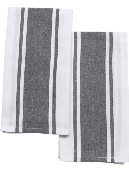Πετσέτες κουζίνας βαμβ.polyest.White-black set2pcs 50x70cm