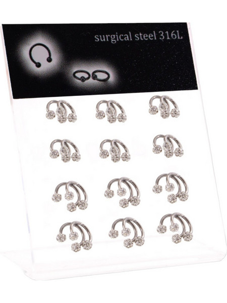 RO Accessories Σετ Σκουλαρίκια Κρίκοι Μύτης από Ατσάλι Ασημί F215887 12τμχ
